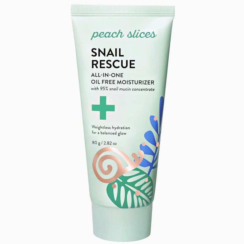 Peach Slices Snail Rescue AllinOne Oil Free Face Moisturizer 95 Snail Mucin Lightweight LongLasting Hydration SiliconeFree Face Cream Skin Care Clean CrueltyFree 282 oz
