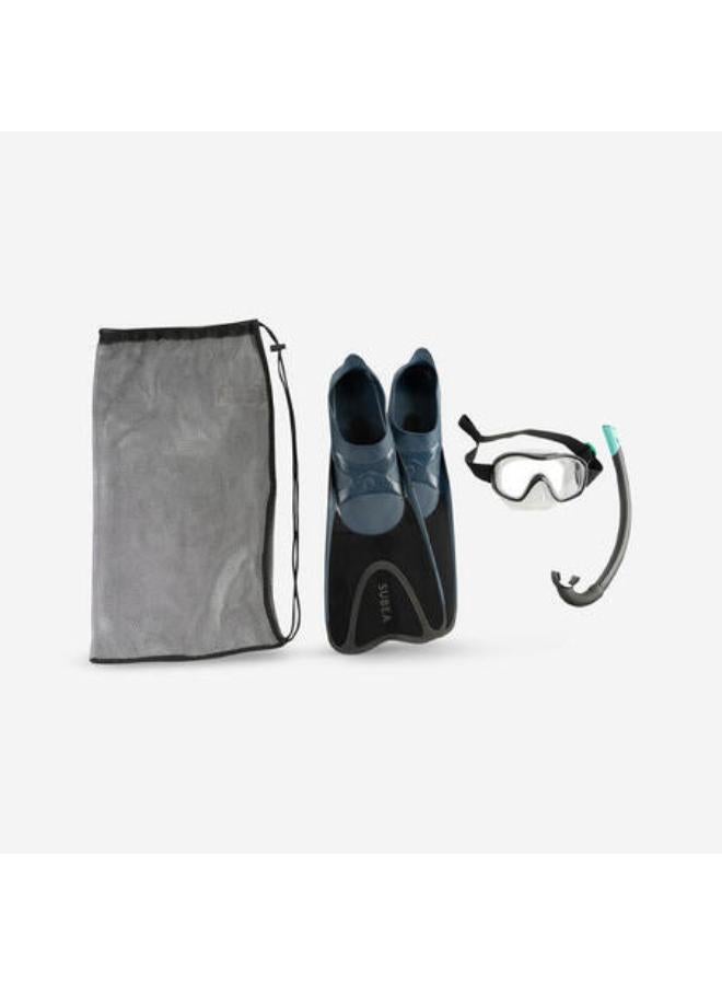 Subea Adult snorkelling fins mask snorkel SET 100 Grey - FMS set 100 AD Black - Image 1