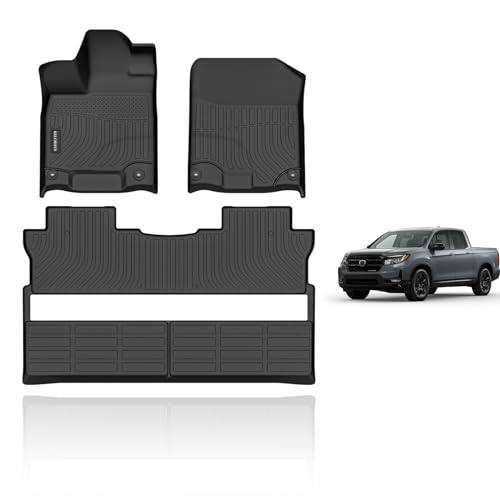KELCSEECS Floor Mats Custom for Honda Ridgeline 2025 2024 20232017 All Weather Protection TPE Duty NonSlip Automotive Floor Liners Fits Front 2nd Row Full Set Accessories Black
