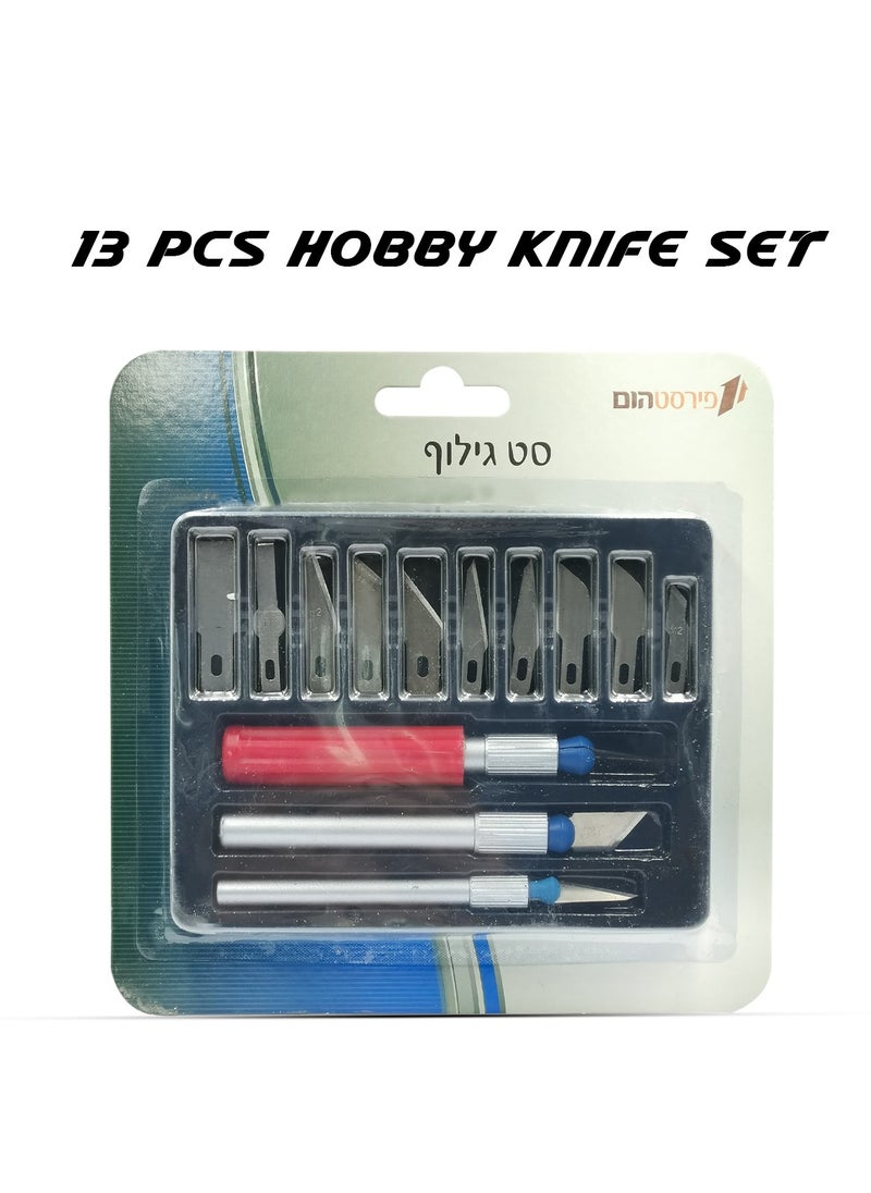 13 PCS Precision Hobby Knife Set, Craft Knife Kit with 3 Handles and 10 Interchangeable Blades for Crafting, DIY, Model Making, and Art Projects