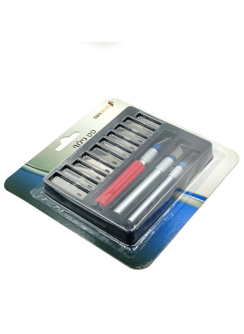 13 PCS Precision Hobby Knife Set, Craft Knife Kit with 3 Handles and 10 Interchangeable Blades for Crafting, DIY, Model Making, and Art Projects