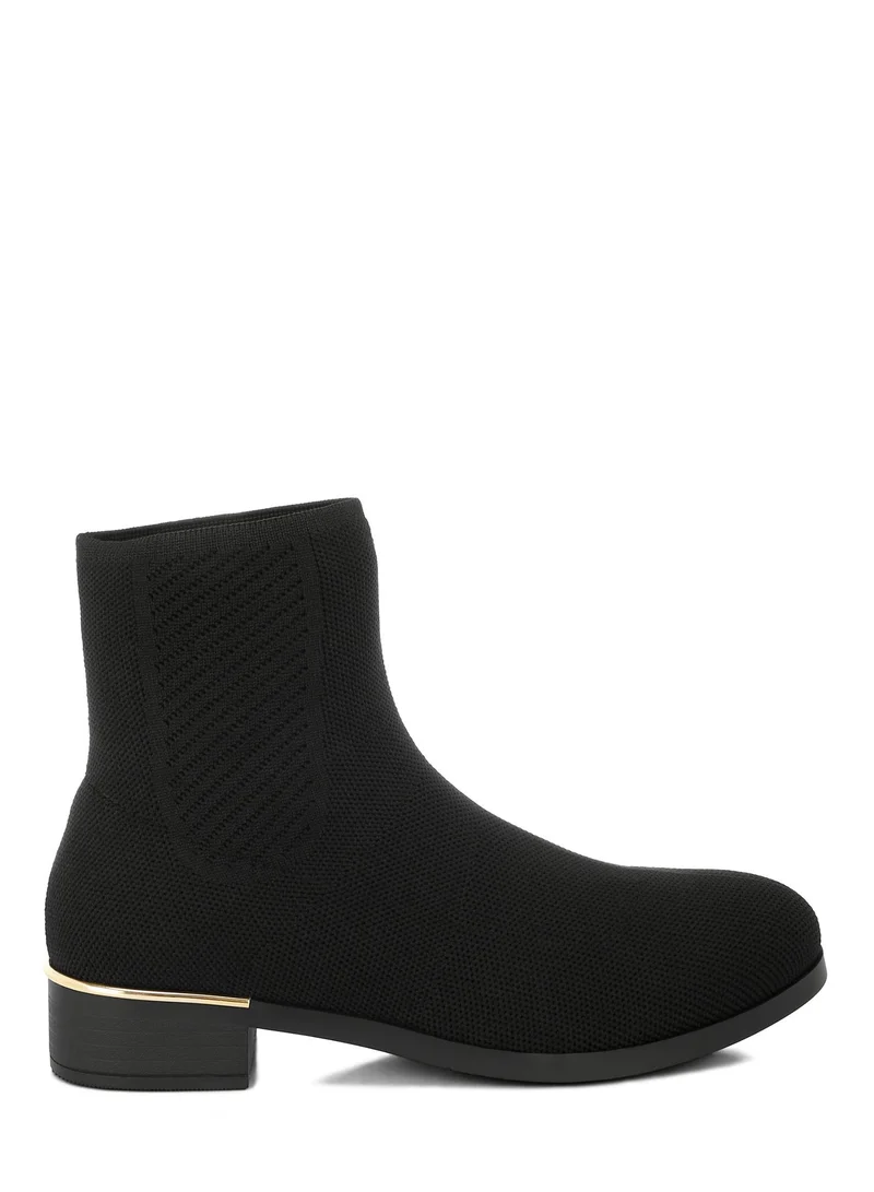 London Rag Women's Knitted Sock Boots in Black