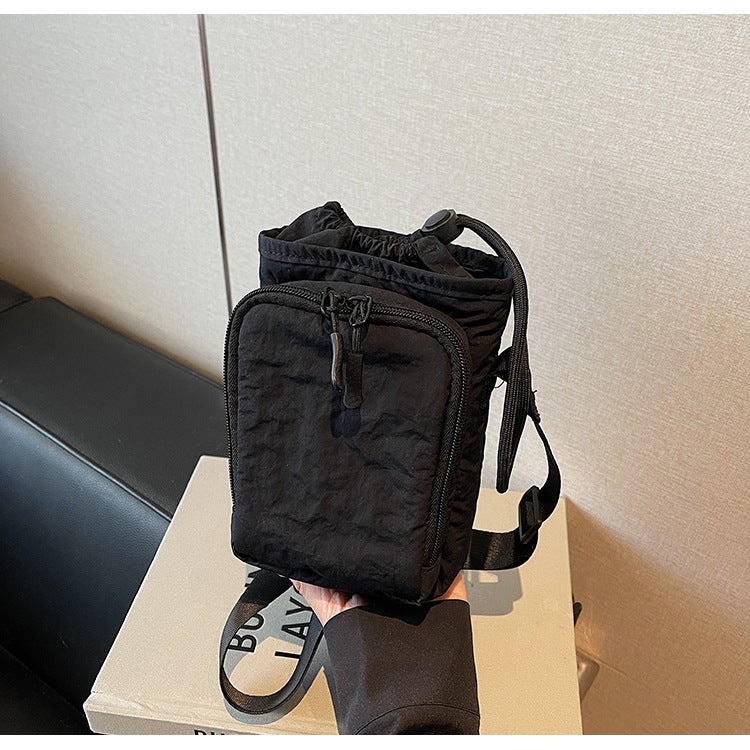 Japanese Style Simple Mini Canvas Bag Women'S Simple Casual Lightweight Mobile Phone Small Square Bag Drawstring Strap Shoulder Crossbody Bag - Image 1