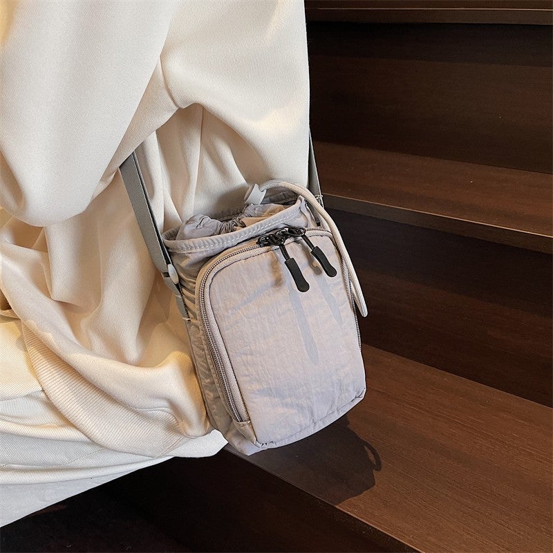 Japanese Style Simple Mini Canvas Bag Women'S Simple Casual Lightweight Mobile Phone Small Square Bag Drawstring Strap Shoulder Crossbody Bag - Image 5