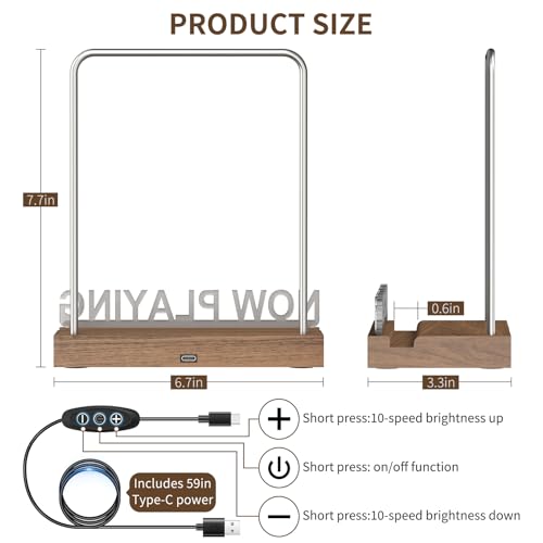 KORRTFID Now Playing Vinyl Record Stand, Light Up Vinyl Record Display Stand, Holder for Album Display Storage, Warm White Light with Fingerprint-Proof Acrylic Letters (Silver letters) - Image 4