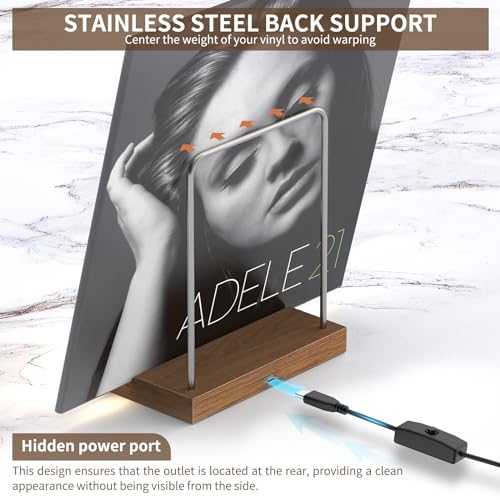 KORRTFID Now Playing Vinyl Record Stand, Light Up Vinyl Record Display Stand, Holder for Album Display Storage, Warm White Light with Fingerprint-Proof Acrylic Letters (Silver letters) - Image 3
