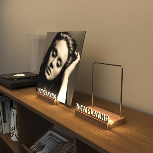 KORRTFID Now Playing Vinyl Record Stand, Light Up Vinyl Record Display Stand, Holder for Album Display Storage, Warm White Light with Fingerprint-Proof Acrylic Letters (Silver letters) - Image 2