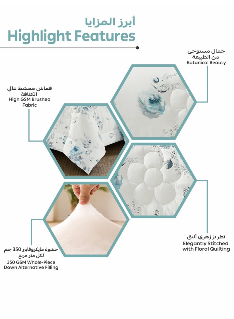 دوناتيلا طقم مفرش سرير كامل 6 قطع مقاس مزدوج 230×250 سم , مايكروفايبر ناعم , تطريز مشجر انيق يناسب سرير 200×200سم - Image 5