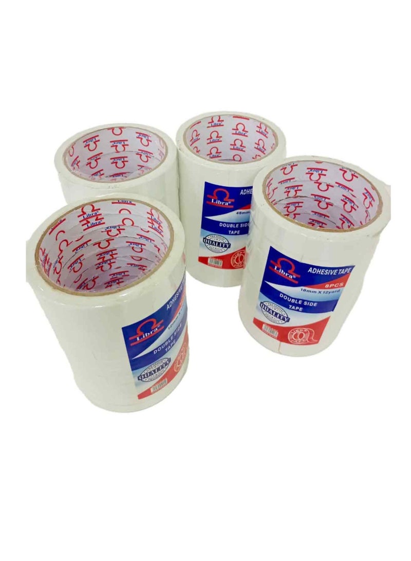 Libra Double Sided Tissue Tapes 3″ (Pack of 1 ROLL 8 pieces inside) 18mmx12 yards - Image 2