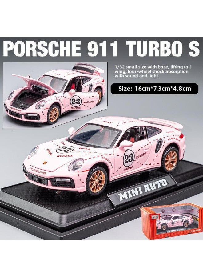 Children's Alloy Car Model Simulation 1:32 Dodge Sound And Light Double Door Alloy Sports Car Ornaments Toy Wholesale-Color:Porsche Special Pink Box  - Image 1