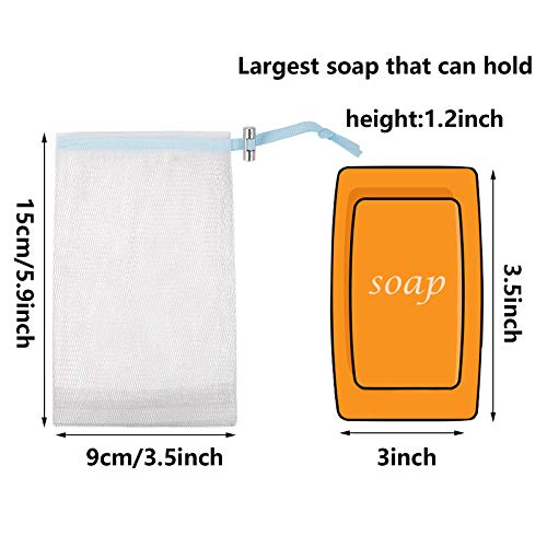Cobahom Soap Bag 6 Pack 6 x 3.5 Inch Mesh Foaming Net Soap Sack Bags Soap Saver Pouch Net Bags with Drawstring for Bath & Shower （Blue） - Image 3