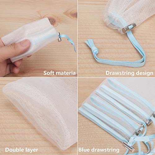 Cobahom Soap Bag 6 Pack 6 x 3.5 Inch Mesh Foaming Net Soap Sack Bags Soap Saver Pouch Net Bags with Drawstring for Bath & Shower （Blue） - Image 4