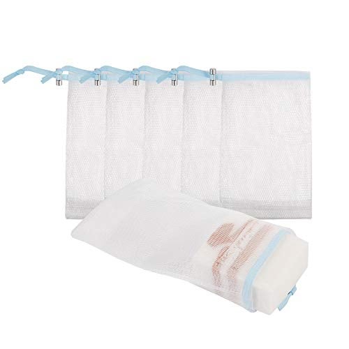 Cobahom Soap Bag 6 Pack 6 x 3.5 Inch Mesh Foaming Net Soap Sack Bags Soap Saver Pouch Net Bags with Drawstring for Bath & Shower （Blue） - Image 1
