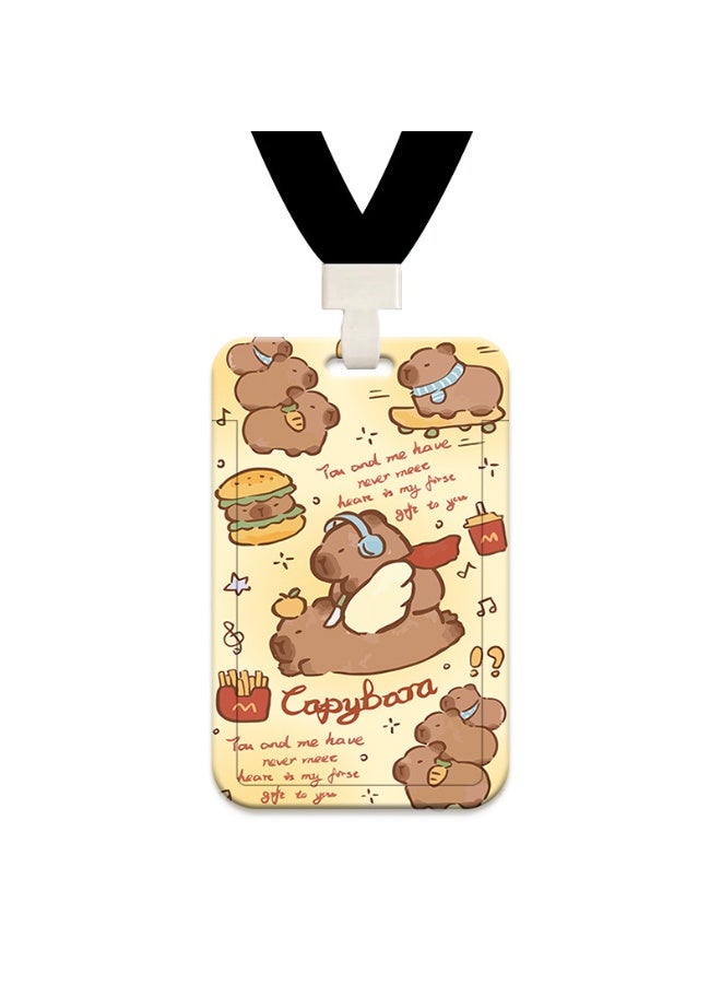 NIBEMINENT 1 - Piece Hamburger Capybara Kpop Photo Card Holder Pendant Key Chain ID Badge Holder ID Card Holder Photo Card Protector for School ID Office ID Access Card for Women Girls