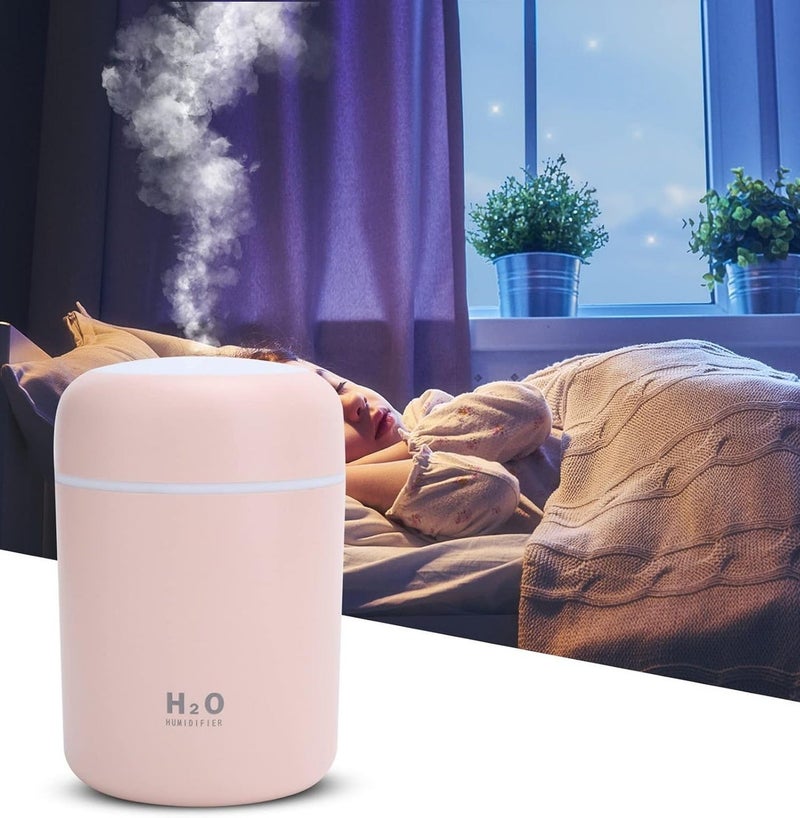 اتش 2 او طقم مرطب هواء صغير محمول مع زيت عطري غاردينيا 10 مل - موزع روائح بـ USB سعة 180 مل مع إضاءة RGB - Image 5