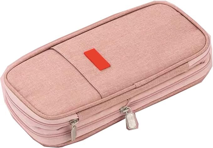 Arnuixty Large Storage Pencil Case Pen Bag with Zipper Big Capacity Pouch Organizer for Office Travel Holder BoxDark Pink - Image 1