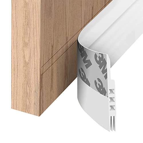 N.C Door Draft Stopper Under Door Draft Blocker Insulator Door Sweep Weather Stripping Noise Stopper Strong Adhesive 39'' Length, White, 45, 1.77x39.37 - Image 1