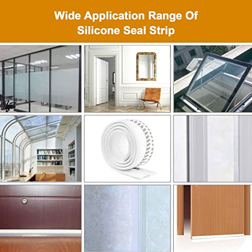 N.C Door Draft Stopper Under Door Draft Blocker Insulator Door Sweep Weather Stripping Noise Stopper Strong Adhesive 39'' Length, White, 45, 1.77x39.37 - Image 4