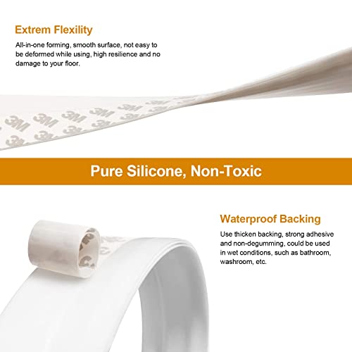 N.C Door Draft Stopper Under Door Draft Blocker Insulator Door Sweep Weather Stripping Noise Stopper Strong Adhesive 39'' Length, White, 45, 1.77x39.37 - Image 2