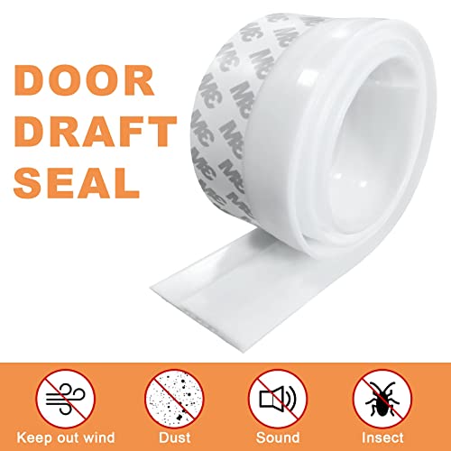 N.C Door Draft Stopper Under Door Draft Blocker Insulator Door Sweep Weather Stripping Noise Stopper Strong Adhesive 39'' Length, White, 45, 1.77x39.37 - Image 3