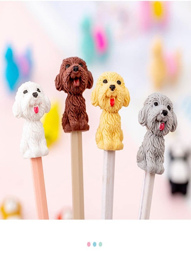 Waremew 24 Pcs Cute Dog Pencil Erasers Toppers,Pencil Top Erasers,3D Animal Pet Erasers for Students School Office Writing Drawing Gift - Image 2
