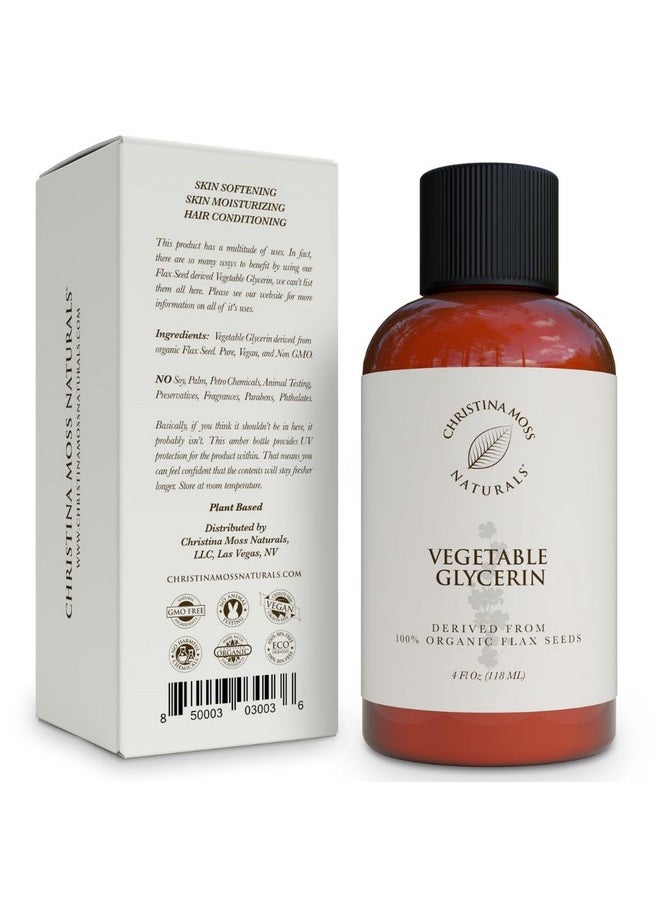 Christina Moss Naturals - Christina Moss Naturals 100% Pure Vegetable Glycerine Made from Organic Flax Seeds Only, Great Moisturizer for Skin, Hair, and DIY Skin Care Projects, Not GMO, Paraben Free - Image 1