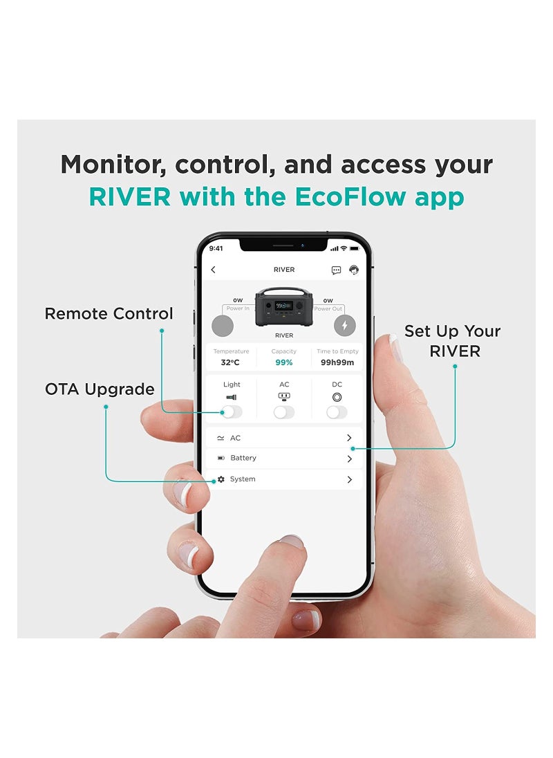ECOFLOW - EF ECOFLOW River 288Wh Portable Power Station,2 x 600W(Peak 1200W) AC Outlets,Fast Charging Silent Solar Generator (Solar Panel Optional) for Emergencies Home Outdoor Camping RV(European plug) - Image 1