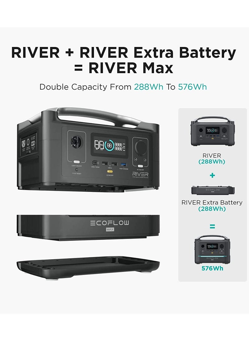 ECOFLOW - EF ECOFLOW River 288Wh Portable Power Station,2 x 600W(Peak 1200W) AC Outlets,Fast Charging Silent Solar Generator (Solar Panel Optional) for Emergencies Home Outdoor Camping RV(European plug) - Image 1