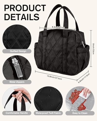 Easozoom Quilted Puffer Lunch Bag for Women Insulated Lunch Tote with Foil Lining LeakResistant Reusable Lunch Cooler Bag Roomy Soft Lunch Box for Work School Picnic and Travel Black - Image 3