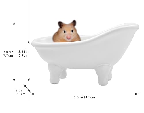 dodococa 1piece 5.6" White Ceramic Mini Bathtub Soap Dish Small Planter Makeup Organizer Container Hamster Bathtub (White) - Image 5