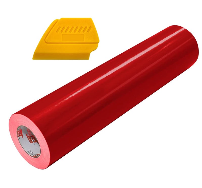 VViViD ORACAL 651 MultiColored Vinyl SolventBased AdhesiveBacked Calendared Wrap Decals wYellow MultiPurpose Squeegee 12x 5ft Dark Red