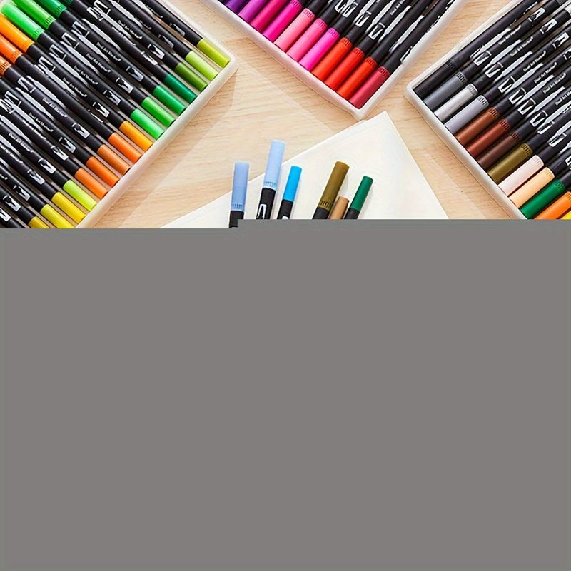 120 Dual Tip Art Markers 120 Colors Professional Level Brush And Pen Tips Quick Drying Non Toxic Water Based Ink Vibrant Colors For Adult Coloring Sketching Illustration Crafts Scrapbooking And Stamping Ideal For Artists Hobbyists And Designers - Image 1