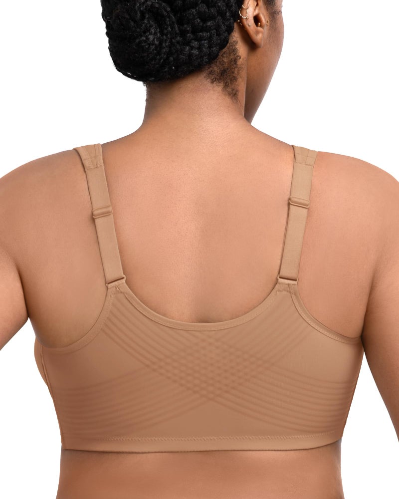 HSIA Posture Bras for Women - Front Closure Posture Corrector Bra Back Support Seamless Plus Size Tshirt Underwire Bra Dark Beige - Image 1