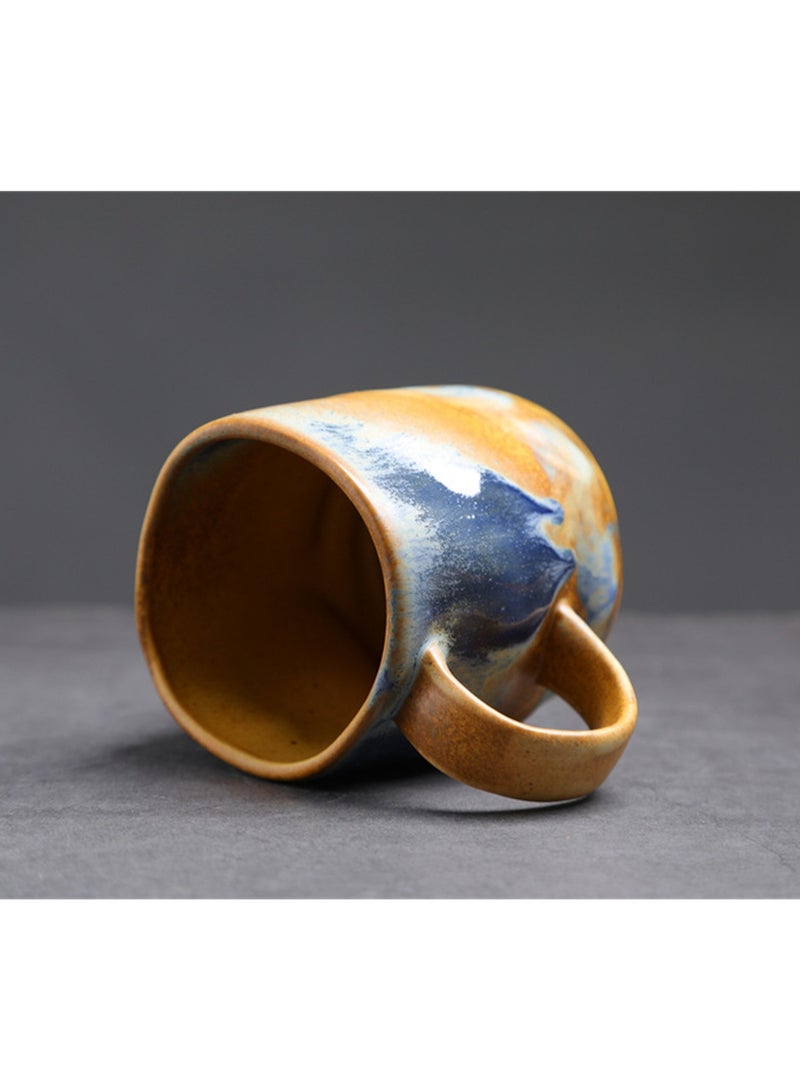 Special-Shaped Mugs, Retro Ceramic Cups, Irregular Cups, Stoneware Water Cups, High-Value Coffee Cups（Blue 380ml） - Image 3