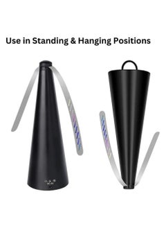 Scrolls Fly Repellent Fan for Tables - USB or AA Battery Powered - Fly Swatter for Indoor/Outdoor Dining Or Food at Parties, Restaurants, Fly Spinner, Keep Flies Away with Holographic Blades (Black - 1 Pack) 8.2X8.2X24CM  - Image 4