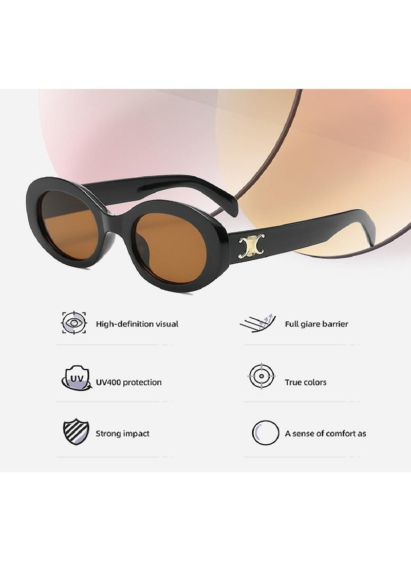 Oval Neutral Retro Fashionable Sunglasses Fashionable Street Style Sunglasses That Make Your Face Smaller - Image 3