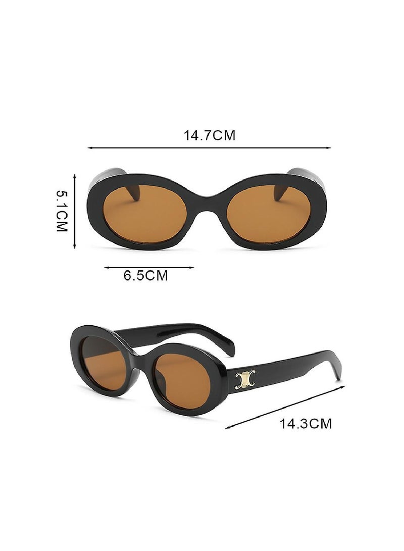 Oval Neutral Retro Fashionable Sunglasses Fashionable Street Style Sunglasses That Make Your Face Smaller - Image 2