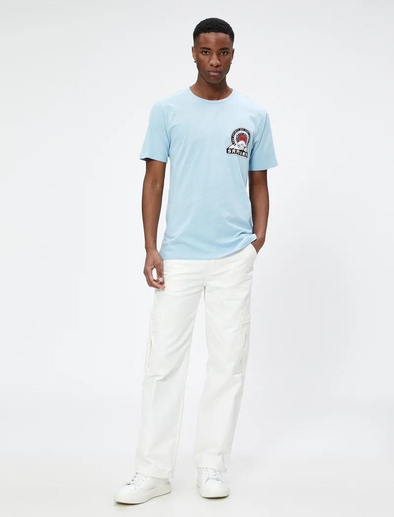 KOTON Far East Printed T-Shirt Crew Neck Slim Fit Short Sleeve