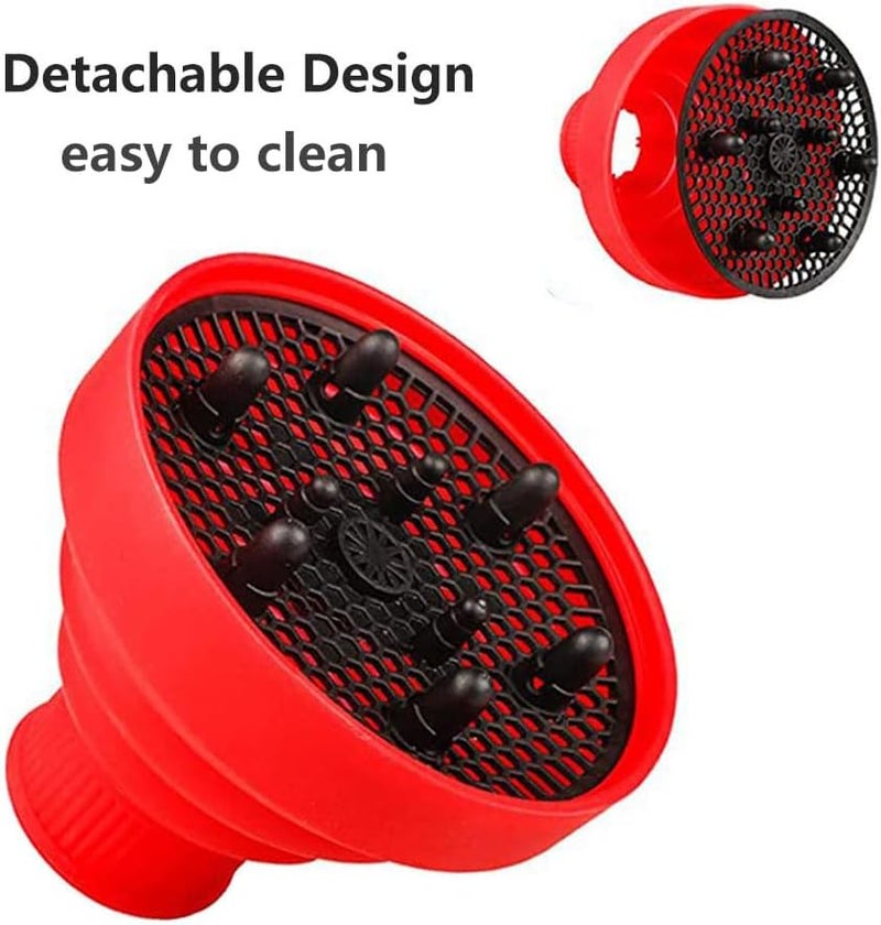 KUAZIVI Universal Collapsible Hair Dryer Diffuser Travel and Easy Storage Diffuser Fit Most of Hair Dryer (Red) - Image 3