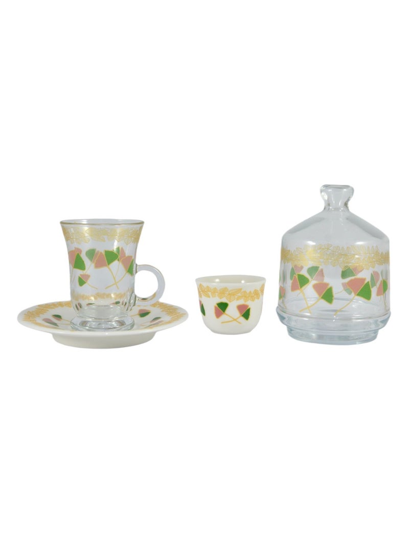 Home Maker 20-Piece Tea Set – Porcelain Cups & Saucers, Glass Tea Cups – Elegant Design for Home & Guests - Image 1