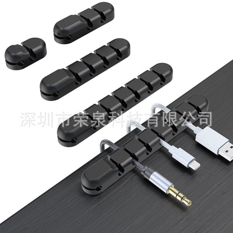 Desktop Computer Data Cable Silicone Storage Organizer Cartoon Fixer Car Self-Adhesive Winder - Image 1