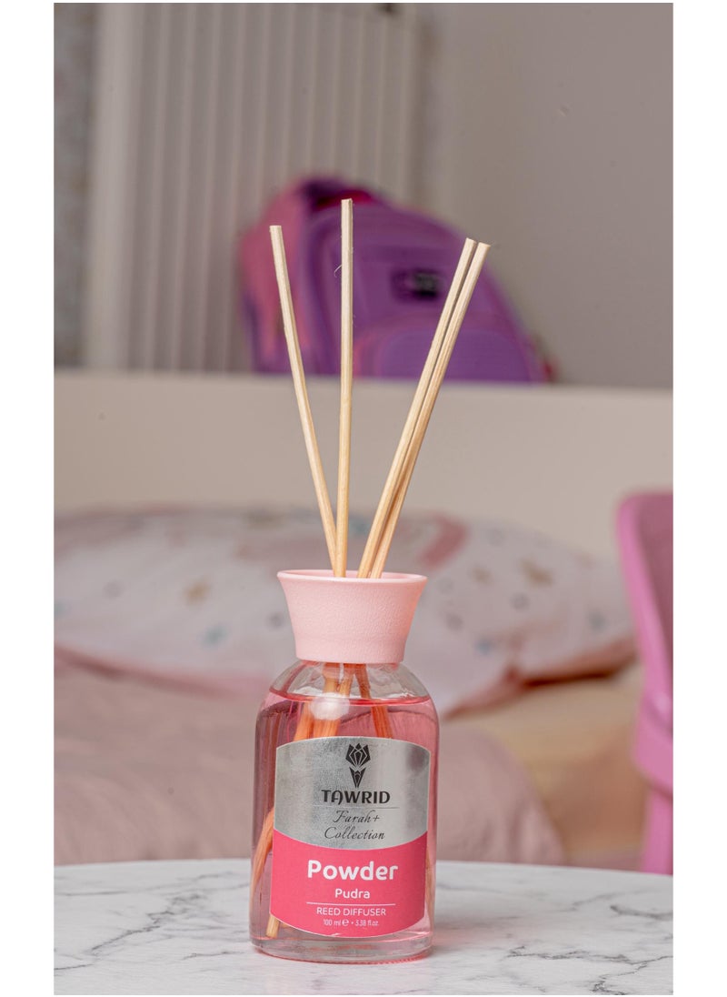 TAWRID Glass diffuser with wooden sticks, 100 ml with a powder scent.  - Image 3