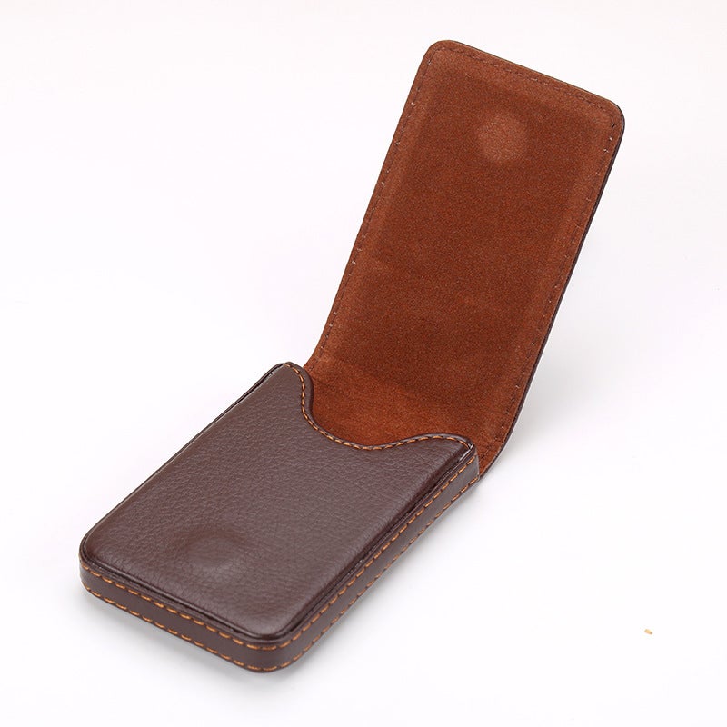 Leather vertical type magnetic suction business card holder business gift business card holder company gift business card case A7II	Brown A7II 001#vertical - Image 3