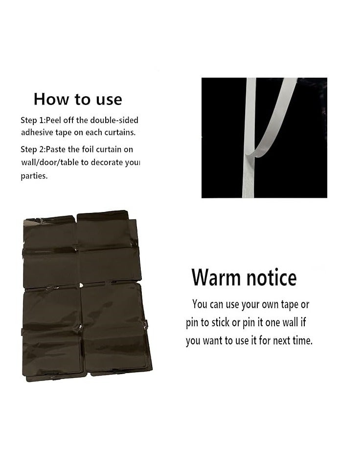 Boxwoods 2 Pcs Black Sequin Square Foil Fringe Curtain streamers Photo Backdrop Suitable for Birthday Graduation Halloween And New Year Party Decoration - Image 2