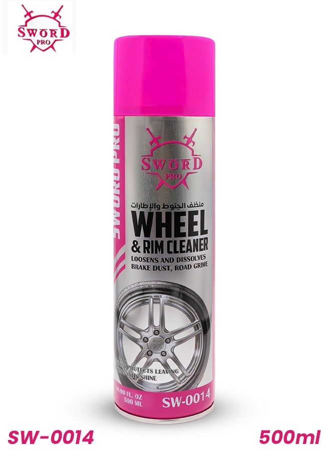 Sword Pro Wheel & Rim Cleaner Spray 500ml SW-0014 for Car Wheels, Loosens and Dissolves Brake Dust, Road Grime and Dirt, Forms Protective Barrier, Long-Lasting Shine, Safe for Alloy, Chrome, Painted and Coated Rims, Easy Spray Application for Deep Cleaning and Protection - Image 1