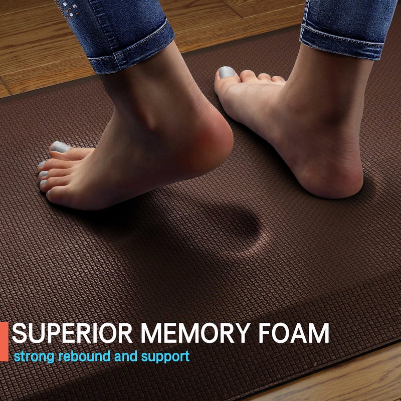 FEATOL Anti Fatigue Mat for Standing, 9/10 Extra Thick Ergonomic Standing Desk Mat, Comfort & Durable Memory Foam Standing Mat at Home,Office All Day (20" x 39", Brown, 1PC) - Image 2