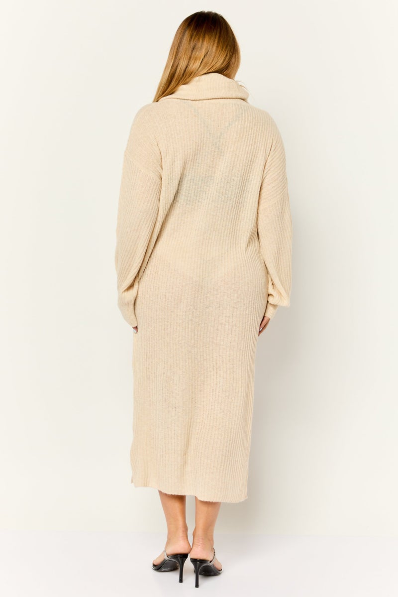 ESPRIT Women Knitted Sweater Dress, Cream - Image 2