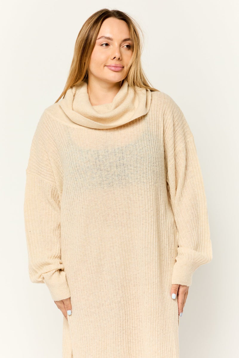 ESPRIT Women Knitted Sweater Dress, Cream - Image 4