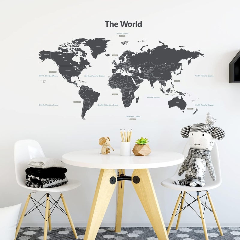 BPA Modern Grey World Wall Stickers for Kids - Image 3
