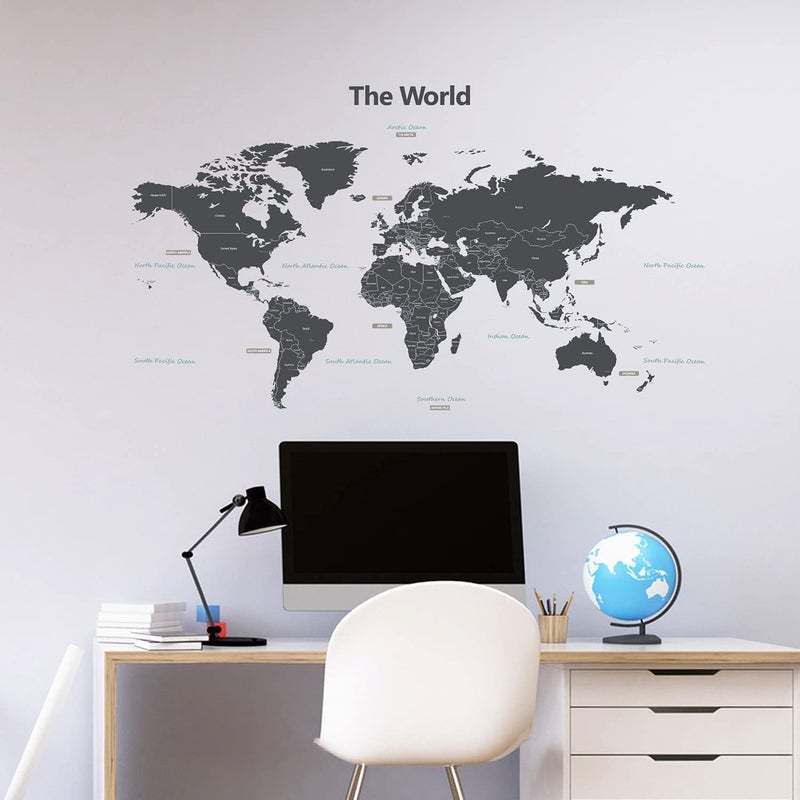 BPA Modern Grey World Wall Stickers for Kids - Image 2